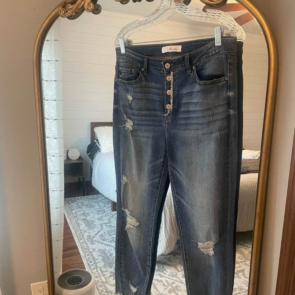 KanCan Dark Wash Distressed Skinny Jeans